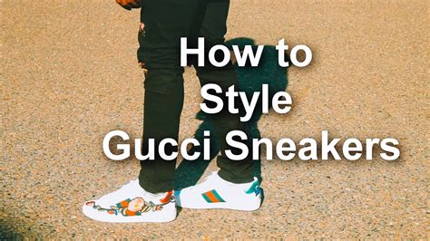 what to wear gucci sneakers with|Gucci ace sneakers men outfit.